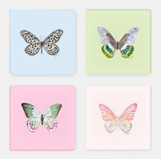 JUST ARRIVED! Acrylic Coaster set: Butterfly collection