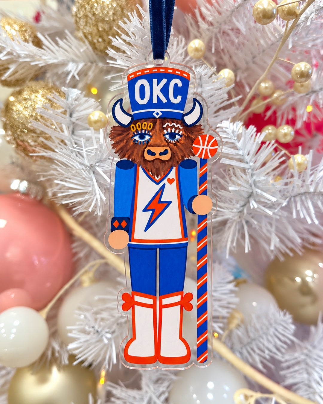 OKC bison nutcracker acrylic ornament by Sara Kay Art Studio