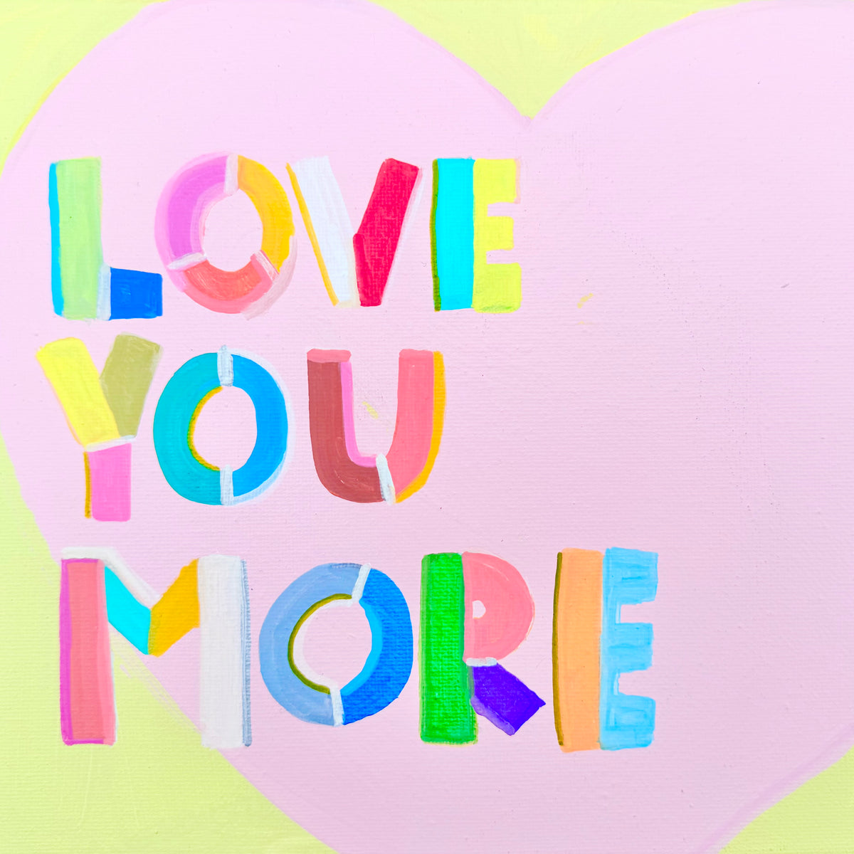 Love You More and hearts 5x5 mini prints by Sara Kay Art Studio