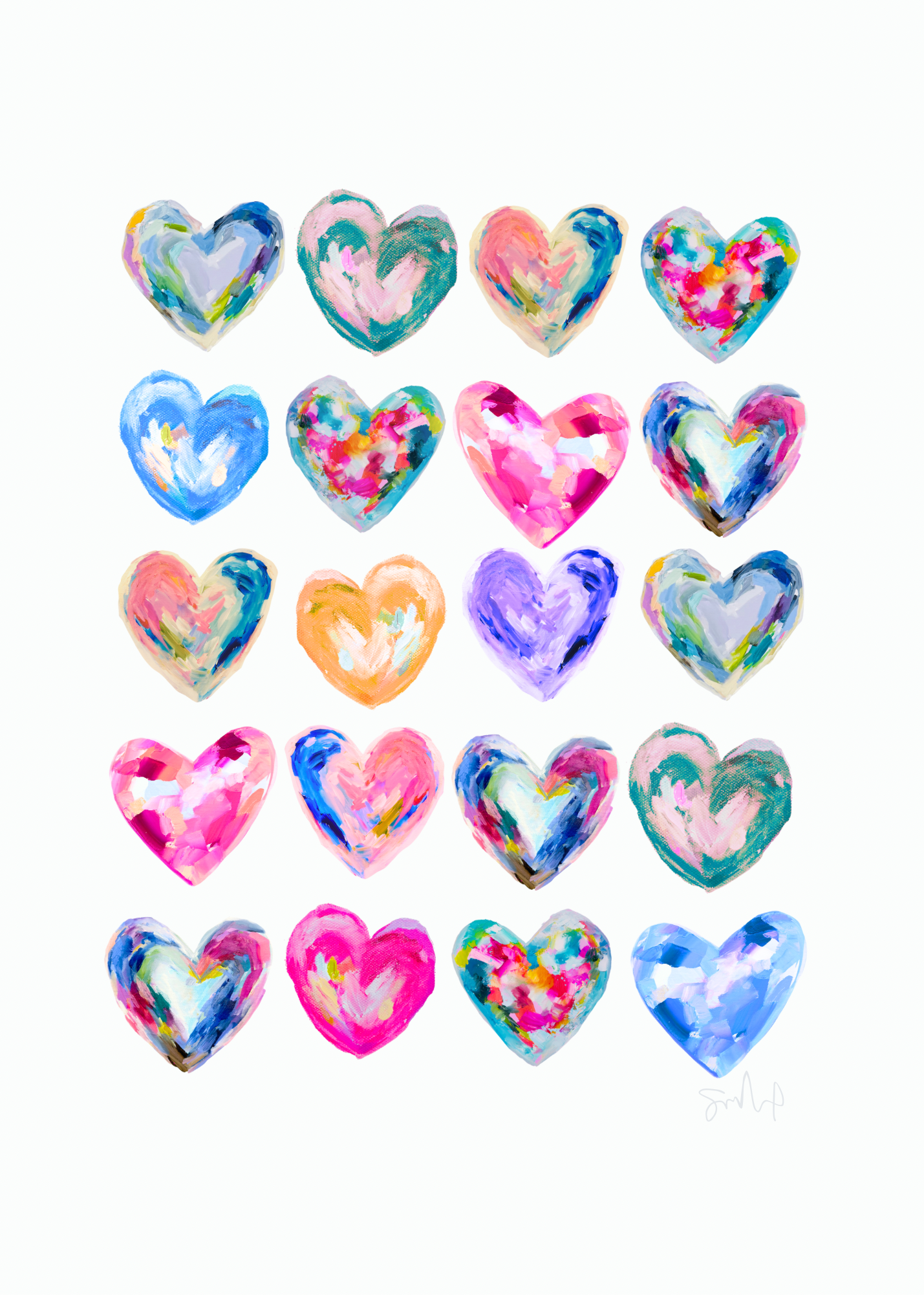 “Hearts on Hearts” linen print